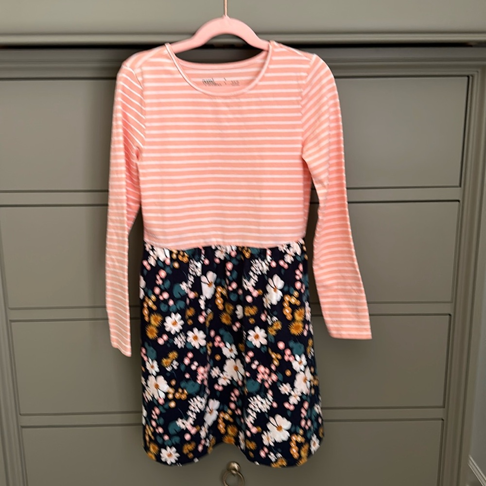 Charming Pink and Floral Girls’ Dress - Size M (8-10)
